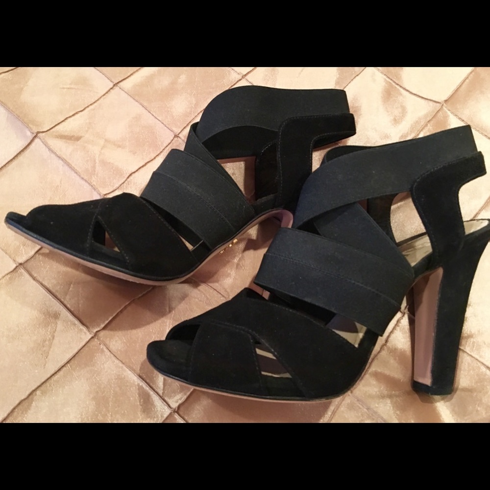 Prada Black Suede Strappy High Heel Sandals